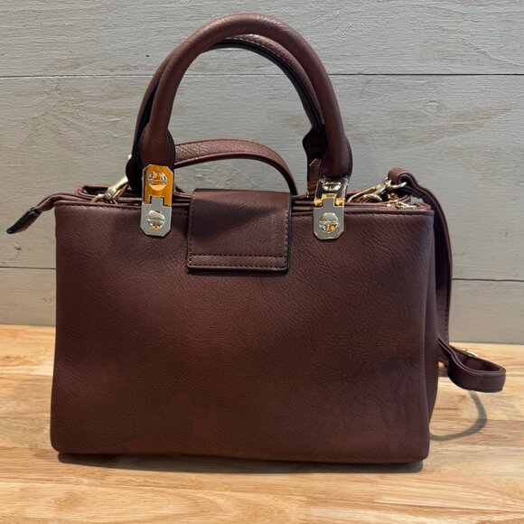 NWOT Women's Dasein Brown Vegan Leather Crossbody / Satchel bag Adjustable Strap - Picture 2 of 14